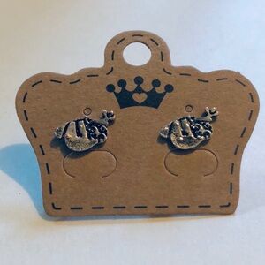 Silver Sloth Stud Earrings